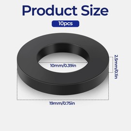 10 Pieces Hose Washers, 3/4 Inch Rubber Garden Hose Washers Universal Water Hoses Gasket Tap Seal Ring Gaskets Attachment Hoses Fittings for Shower Connector, Water Faucet (Black)