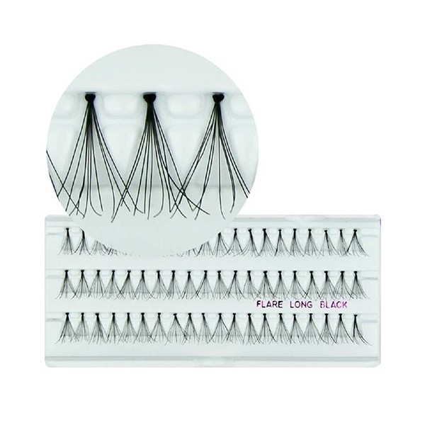 Flare Long Black Individual Eyelashes by Red Cherry (6 Packs)