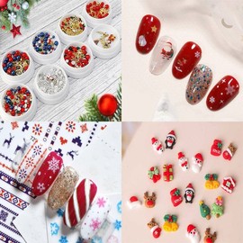 Christmas nail supplies, nail stickers, charms, stones, glitter, Rudolph, Santa, snowflakes, year-end nails / 크리스마스 네일재료 네일스티커 파츠 스톤 글리터 루돌프 산타 눈꽃 연말네일