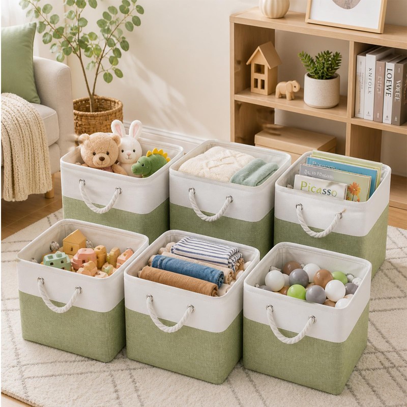 Guoovvs Fabric Storage Cubes, 11 inch cube storage bin with