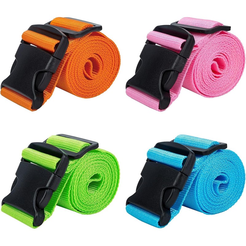 THJOPOKEEL 4Pack Multicolor Luggage Multicolor Straps Suitcase Belt Heavy Duty