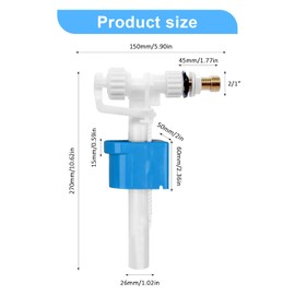 Universal Cistern Filling Valve G3/8 Inch and G1/2 Inch, Brass Connection, Adjustable Water Volume, Silent & Water Saving, Ideal for Cistern Replacement Parts