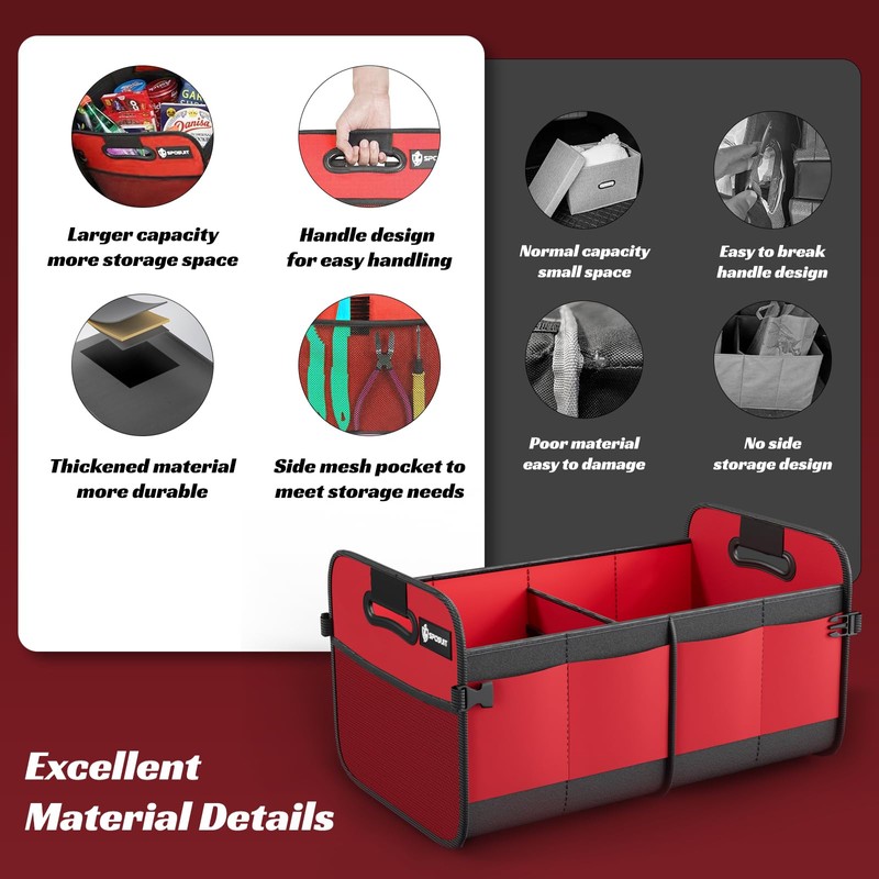 Sposuit Trunk Organizer for Car - 70L Collapsible Car Storage