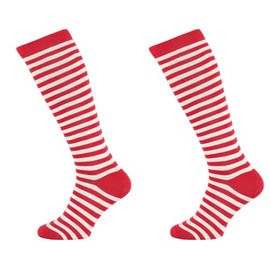 Lieblingsstrumpf24 by Koronowski 2 Pairs Striped Striped Knee Socks Striped Plain Cotton Red White Blue Black Rainbow up to Size 46, 2 x red and white