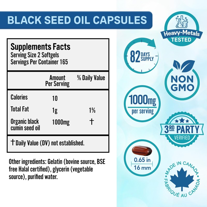 Bio Absorb Black Seed Oil Capsules, 82-Day Supply, Cold Pressed