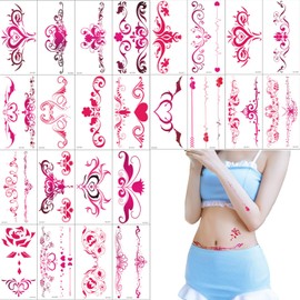 24 Stk Tätowierung Weibliche Wasserdichte Simulation,Temporäre Fun Tattoo Taille,Tattoo Cover Narbe Weibliche,Tattoo Wasserdicht Weibliche Bauch,Taille Wenden Falsche Tattoos für Mädchen (Schwarz)