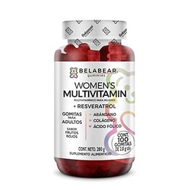 Belabear Women's Multivitamin + Resveratrol Sabor Frutos Rojos Multivitaminas para Mujeres Solanum - 100 Gomitas