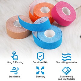 Pack of 4 Face Lifting Tape, Lifting Tapes Face 2.5 cm x 5 m, Anti-Wrinkle Face Tape for Smooth Eyes, Face Tape Against Wrinkles, Multifunctional Face Tape for Firming and Firming the Skin