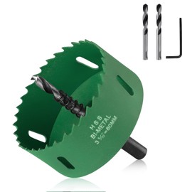 3-1/8"(80mm) Hole Saw with Arbor, Bi-Metal Hole Cutter Drill Bit for SoftWood/Fiberboard/Plastic/Plywood/PVC, 1 1/3 inch Cutting Depth, 3.15 Hole Saw