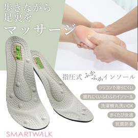 SMARTWALK Insole, Shock Absorption, Standing Work, Women's, Arch Support, Antibacterial, Odor Resistant, Painless, Acupressure, Heel 8.9 - 11.0 inches (22.5 - 28.0 cm)
