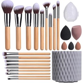 Brochas de Maquillaje Profesional 25 Piezas kit,Con 1 Soporte Para Brochas De Maquillaje,5 Puff Set Y 18 Piezas Brochas,Set de brochas cosmticas...   