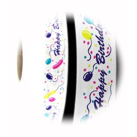 The New 10 Yards Happy Birthday Balloons White Acetate Ribbon 1 1/4" W Perfect for Crafting, Gift Wrapping, and Decorating Ribb1w00010