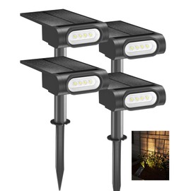 EZVALO Solar Spot Lights Outdoor Waterproof IP67, 3 Lighting Modes Landscape Spotlights, Efficient King-Size LEDs, Solar Powered for Garden Yard Pathway (4Pack-Warm White)