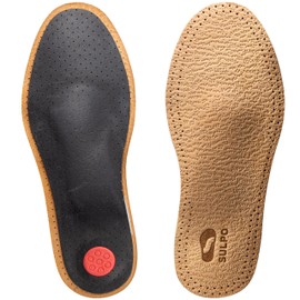 SULPO Orthopaedic Leather Insoles for Sweaty Feet, Forefoot Pain and Countersunk Splayfoot, Insoles with Activated Carbon for Transverse and Longitudinal Flat Foot, Size 42