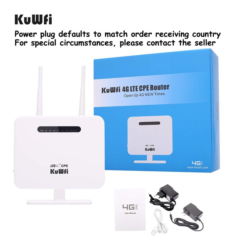 KuWFi 4G Router, 300Mbps Unlocked LTE SIM Card Router CPE