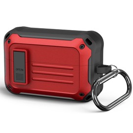 Secure Lock Case for Sony WF-1000XM4, WOFRO Full Body Shock Resistant TPU Military Protective Case Hard Case with Keychain (Red)