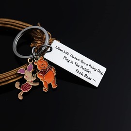 Huiuy Winnie The Pooh Gifts Pooh Bear Piglet Keychain Inspirational Gifts for Best Friend Women