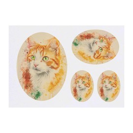 4 x 'Turkish Cat Portrait' Temporary Tattoos - Water Resistant, Skin-Safe, Non-Toxic Transfers, Mixed Sizes (TO00083612)