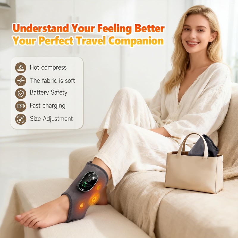 AWIL Rechargeable Ankle Foot Massager Wrap with Heat & Vibration,