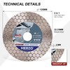 HERZO Diamond Cutting Disc 125 mm, Double-Sided for Cutting and