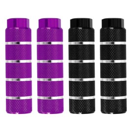 PATIKIL Bike Pegs Fit 3/8 Inch Axles, 4 Pack Aluminum Alloy Anti-Skid Lead Foot Bicycle Peg Back Seat Stands with Stripe for BMX Mountain Dirt Bike Cycling Rear Stunt Pegs, Purple/Black