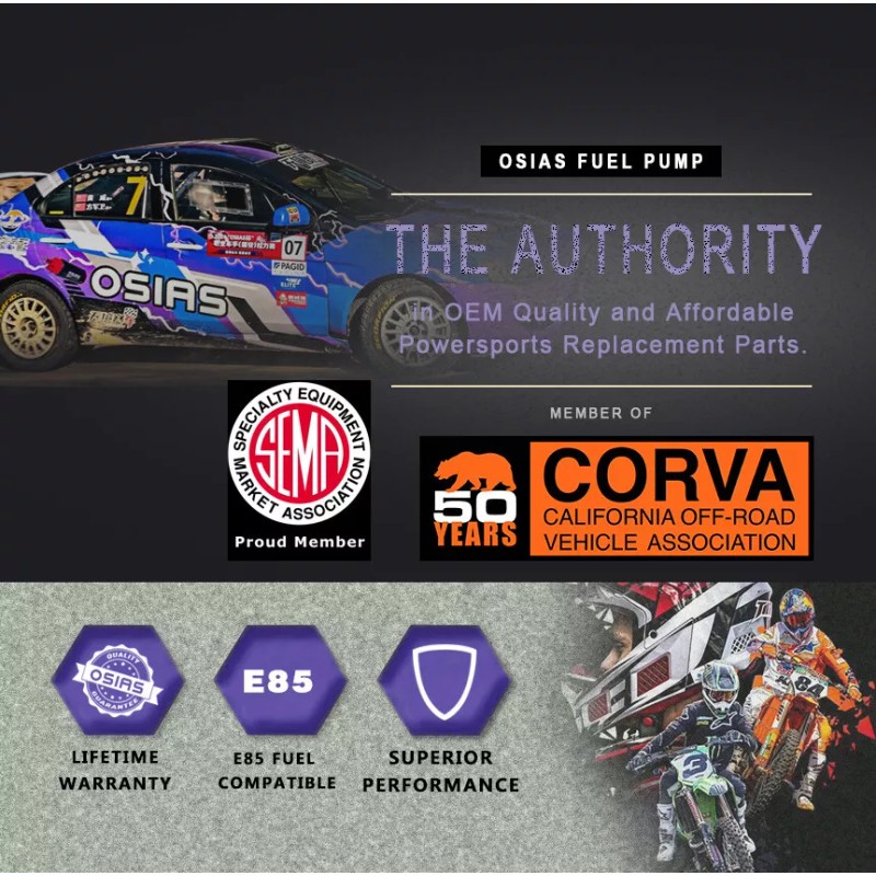 OSIAS EFI 380LPH 1000HP Fuel Pump + Blue Bracket E85