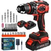 21V Cordless Power Drill/Driver Set, 2 Variable Speeds with LED