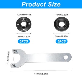 10 Angle Grinder Flange Nuts&1 Angle Grinder Key, Angle Grinder Locking Nuts, Angle Grinder Spanner Wrench Flange Nuts Compatible with Milwaukee Makita Bosch 4.5" 5" 5/8-11 Angle Grinder Attachments