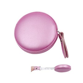 1 Pcs Round Retractable Measuring Tape 150 cm/60 inch Soft Leather Case Tailors Tape Measure Pocket Size for Body, Fabric, Sewing Measurements - Pink