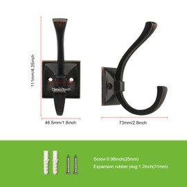 TUNNY 10 Pack Antique Design Wall Hanging Coat Hooks - Oil-Rubbed Bronze Coat Hooks Towel Hook for Entry Shoe Cabinet, Wardrobe Bathroom Bedroom Furniture Hardware