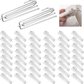 Rairsky 50 Pieces Stainless Steel Pinch Pleat Curtain Hooks, 4 Prong Heavy Duty Metal Curtain Hook, Rust-proof and Durable, for Window Door Bathroom and Pencil Pleat Curtains(Silver)