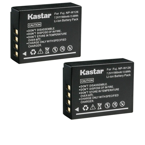 Kastar 2-Pack Battery Replacement for Fujifilm NP-W126, NP-W126s Battery, Fujifilm