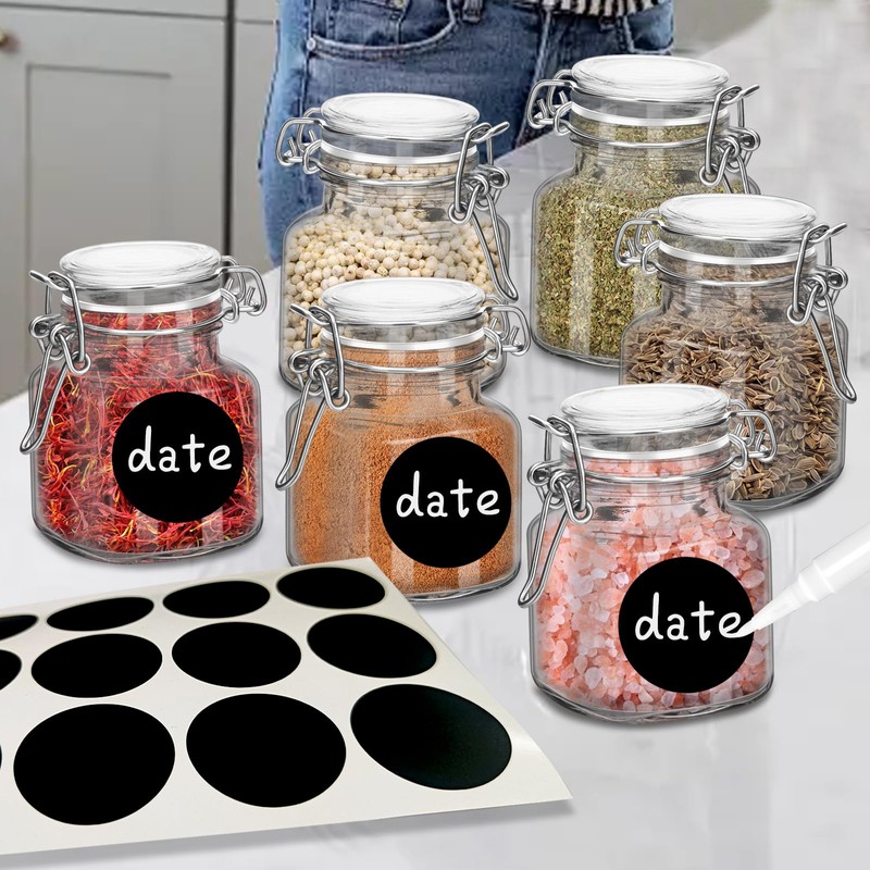 eispap 12Pcs 3.4oz Small Airtight Glass Spice Jars with Lids