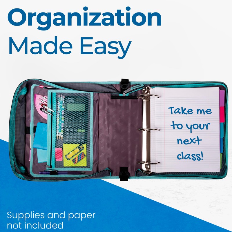 Case-it Mighty Zip Tab School Zipper Binder | 3-Inch O-Rings,