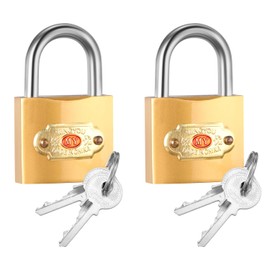 2 Pcs Padlock with Key 32mm Locker Lock with 3 Keys Luggage Lock Luggage Locks Suitcase Lock for Suitcase Luggage Gym Locker Cabinets Drawers Gold