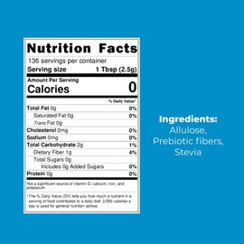 Alusweet Allulose Sweetener Zero Calorie - 60 oz - 1:1 Sugar Substitute, Keto-Friendly, Gluten-Free, Non-Glycemic, Plant-Based Sugar Substitute for Baking, Coffee, Cooking and Drinks
