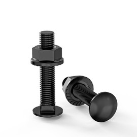 ORTAVA Carriage Bolts M8×40 Black Oxide DIN 603 (Pack of 20) with Hex Flange Nut, A2 V2A Stainless Steel, Round-Head Screws