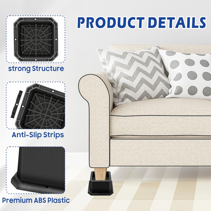 MixDora Bed Risers 2 Inch Furniture Risers Square Chair Risers