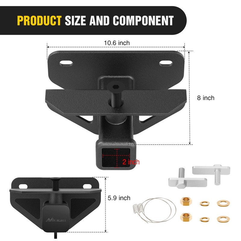 Nilight 2 Inch Rear Trailer Hitch Receiver Class 3 Tow