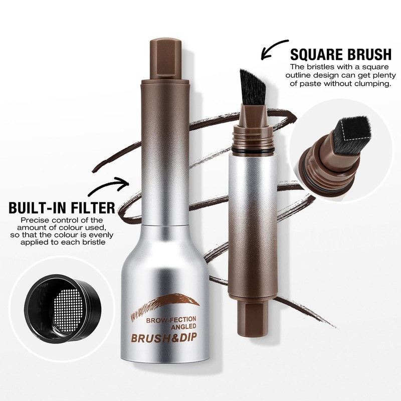 Boobeen Brow Fection Angled Brush & Dip, Waterproof Liquid Eyebrow