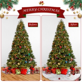 Christmas Tree Skirt 48 Inches Tree Mat Snowflake Xmas Decorations Large White Gold Tree Rug Faux Fur Blanket for Merry Christmas Party Supplies