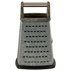 Cheese Grater, Stainless Steel, 4-Sided Square Grater & Kitchen Grater, Vegetable Slicer, Grater for Vegetables, Non-Slip Base, Practical Gadgets for the Kitchen, Grey Marble