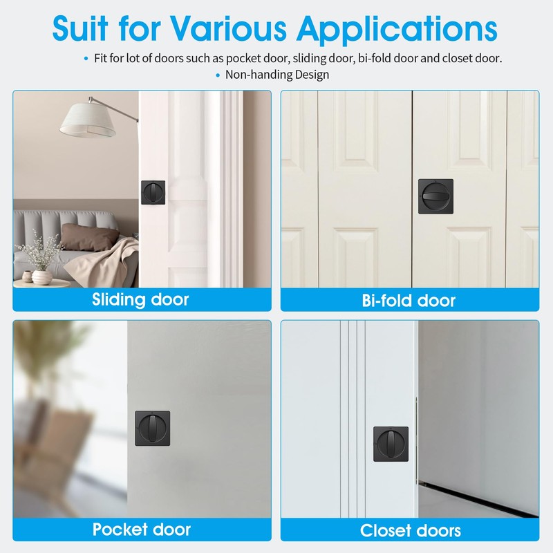 AST Square Pocket Door Lock with Edge Pull, Sturdy Privacy