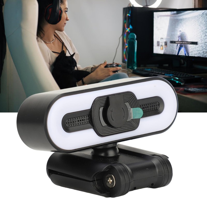 Webcam with Light, 4K Webcam Computer Camera, USB Camera with