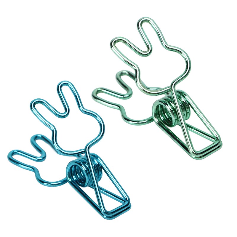 100 Pcs Cute Binder Clips Multipurpose Cartoon Rabbit Shape Blue