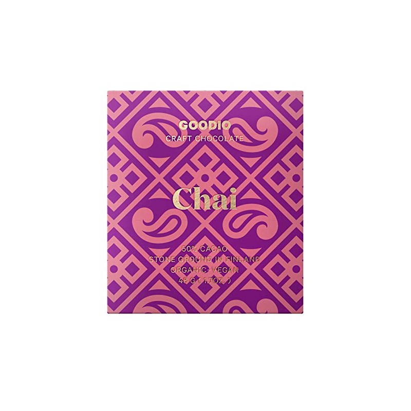 Goodio Organic Chocolate Bar, Chai 50%, 1.7 Ounce, Vegan, Gluten-free,