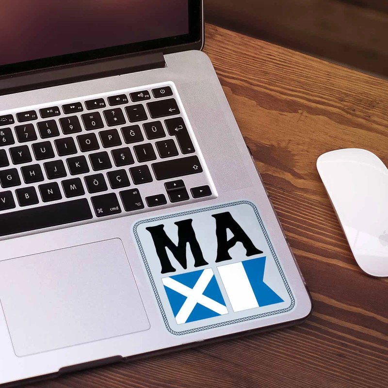 RetroPlanet Vinyl Sticker; Massachusetts Nautical Flag State Abbreviation Die Cut