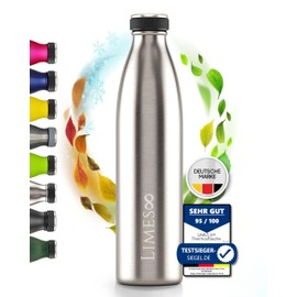 Limes 8 Thermosflasche 1L "FourSeasons" [HEIß & KALT] Trinkflasche Edelstahl 1L - Auslaufsichere Trinkflasche 1L Kohlensäure geeignet - Isolierkanne - Thermo Trinkflasche für alle 4 Jahreszeiten