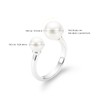 Silver Pearl Rings for Women - Adjustable Open Statement Finger