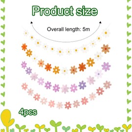 ZWWOGE 4 Artikel Blumen Girlande,blumengirlande， Blumen in vielen Farben Banner,GänseblümchenGirlandefürBabyzimmer,Gartenparty,Frühlingsdek,Kindergeburtstage,Hochzeit,（Weiß, Orange, Rosa, Lila）